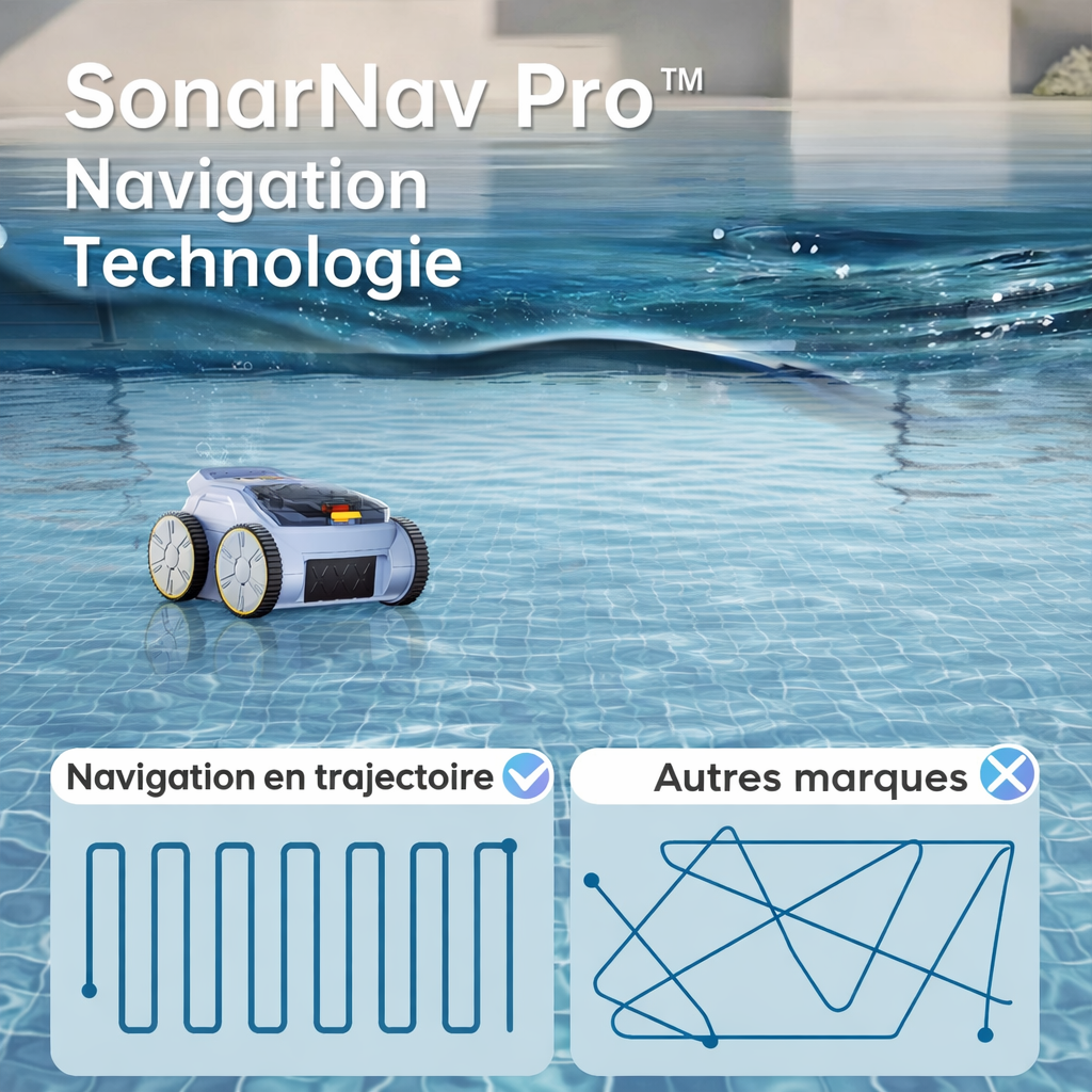 Robot Piscine Sans Fil SAT 20 - Fond, Parois et Ligne d'Eau - 200m²