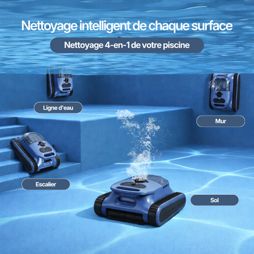 Robot Piscine Sans Fil SAT 30 - Fond, Parois et Ligne d'Eau - 200m²