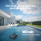 Robot Piscine Sans Fil SAT 30 - Fond, Parois et Ligne d'Eau - 200m²