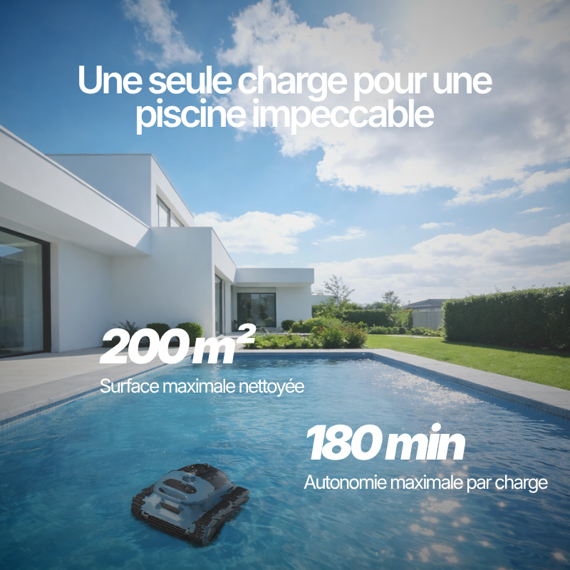 Robot Piscine Sans Fil SAT 30 - Fond, Parois et Ligne d'Eau - 200m²