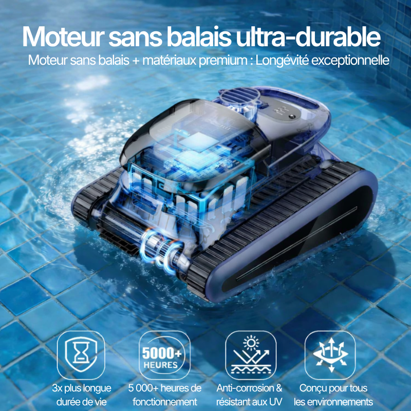 Robot Piscine Sans Fil SAT 30 - Fond, Parois et Ligne d'Eau - 200m²