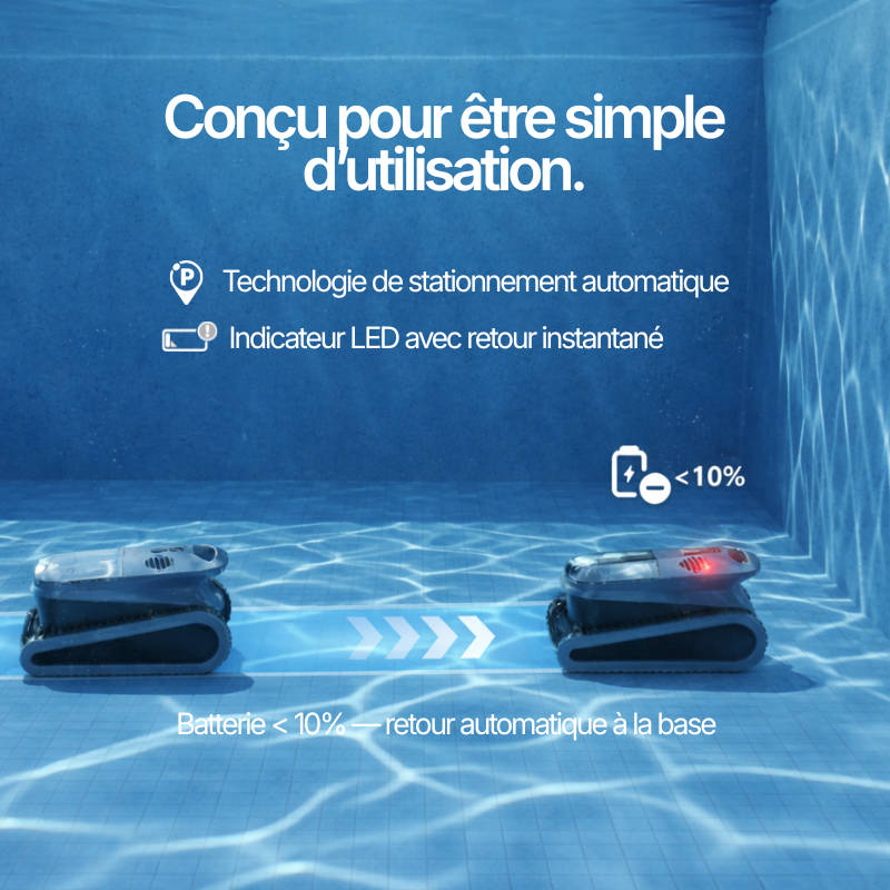 Robot Piscine Sans Fil SAT 40 - Fond, Parois et Ligne d'Eau - 300m²