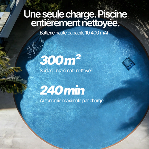 Robot Piscine Sans Fil SAT 40 - Fond, Parois et Ligne d'Eau - 300m²