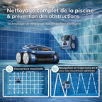 Robot Piscine Sans Fil SAT 20 - Fond, Parois et Ligne d'Eau - 200m²