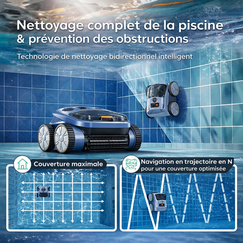 Robot Piscine Sans Fil SAT 20 - Fond, Parois et Ligne d'Eau - 200m²